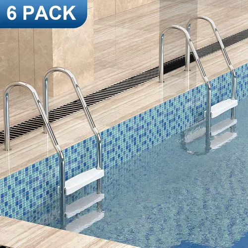 Miniatura 6 de Goovilla Escalera de repuesto para alberca (paquete de 3) Escalera universal de plástico moldeado resistente de 18 pulgadas con 6 pernos de acero