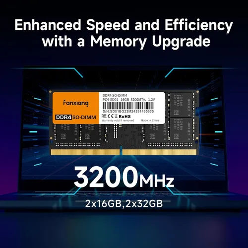 Miniatura 7 de fanxiang SODIMM DDR4 RAM 32 GB (2 x 16 GB) 3200 Mhz, memoria Intel AMD para laptop CL22 1.2V de doble canal, ideal para juegos y productividad