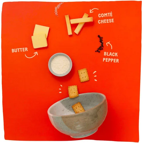 Miniatura 4 de Michel et Augustin Galletas gourmet con queso Comté y pimienta negra, galletas saladas para fiestas, aperitivos franceses, paquete de 3, bolsas