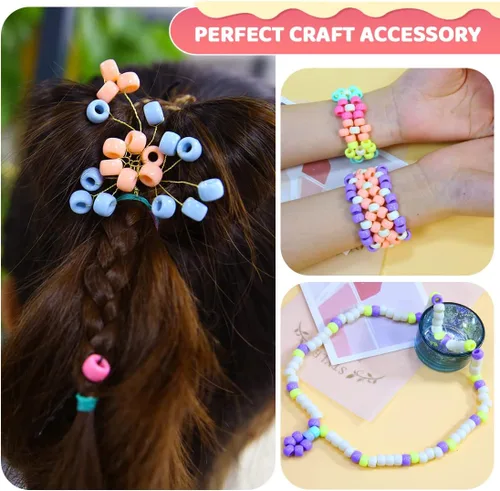 Miniatura 3 de 1000 cuentas de poni de caramelo de macarrón, cuentas para manualidades, cuentas para el cabello, suministros para cuentas, cuentas para hacer joyas