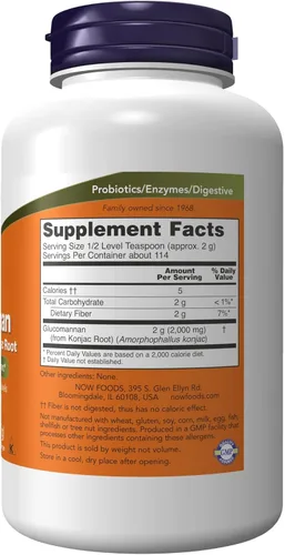Miniatura 2 de NOW Foods Suplementos, glucomanano (Amorphophallus konjac) Polvo puro, apoya la regularidad*, control de peso saludable*, 8 onzas, (paquete de 2)