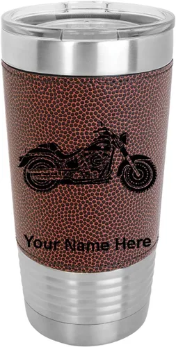 Miniatura 14 de LaserGram Vaso aislado al vacío de 20 onzas, motocicleta, grabado personalizado incluido (cuero sintético, rústico)