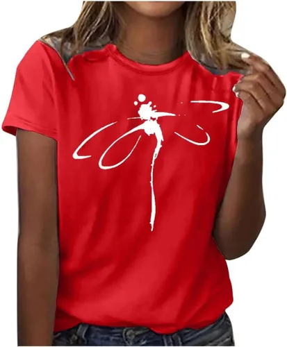 Miniatura 89 de Camiseta con estampado de animales para mujer, camiseta de libélula divertida, linda camiseta de manga corta, blusa de primavera 2023, camisas