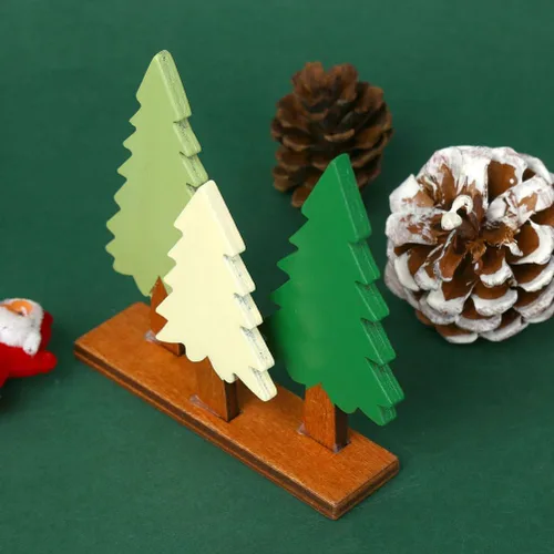 Miniatura 2 de Alasum Mini árbol de pino decoración de escritorio de 3.54 pulgadas de simulación de árbol de pino modelo juego de 3 para decoración de temporada