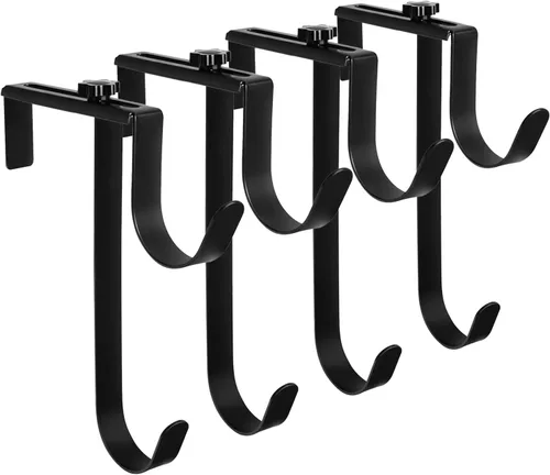 Miniatura 8 de PURPLE STAR 1N 2 ganchos dobles para valla de piscina para equipos de piscina, colgador ajustable para poste de piscina, ganchos de piscina Negro-2