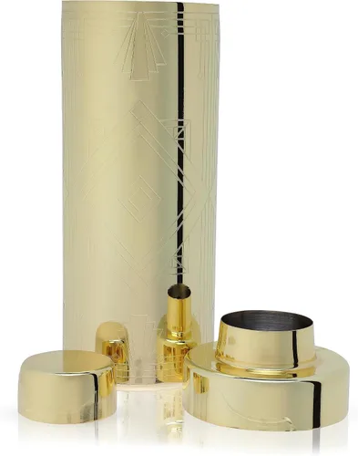 Miniatura 7 de Viski Art Deco - Coctelera de acero inoxidable grabada de 24 onzas con colador y acabado dorado