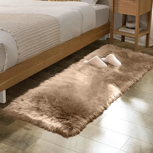Miniatura 34 de ORINOVA Alfombras de pelo sintético lavable de color gris plateado claro para dormitorio, alfombra de felpa para sala de estar, alfombra