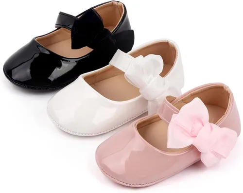 Miniatura 2 de Uineky Zapatos de vestir para bebés y niñas recién nacidas, zapatos planos estilo Mary Jane, antideslizantes, ligeros, suela suave, zapatos de boda