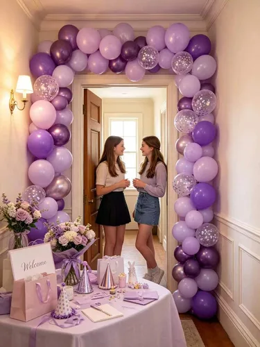 Miniatura 8 de Globos morados, 60 globos de látex de color morado claro y perla metálica, globos de confeti para cumpleaños, baby shower, despedida de soltera