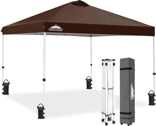 Miniatura 347 de EAGLE PEAK Tienda de campaña desplegable con bolsa de transporte con ruedas, 8 estacas, 4 cuerdas, 4 bolsas de peso, toldo de tienda de campaña