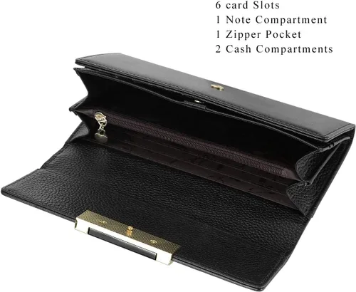 Miniatura 3 de HAWEE Trifold Wallet para mujer Cuero Genuino Elegante Femenino Tarjeta de Crédito Tarde Bolso de Embrague HW-CS-AX512-1