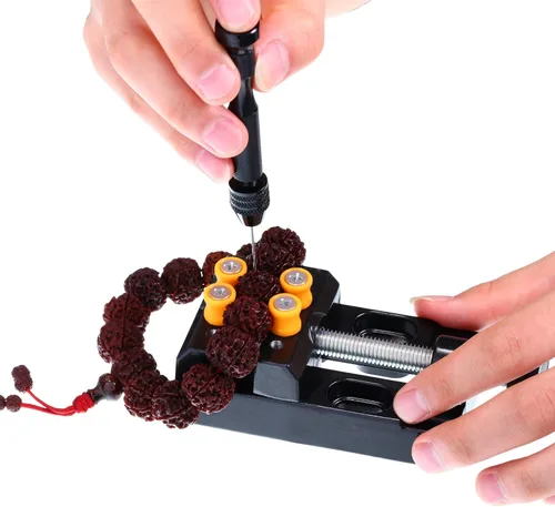 Miniatura 2 de Mudder Juego de 37 piezas de herramientas de taladro manual giratorio, broca de portabrocas de precisión en miniatura, tornillo de banco