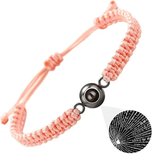 Miniatura 8 de Pulseras, elegante pulsera para parejas con 100 idiomas "I Loves You" Proyección en cristales mate piedra portátil para aniversarios