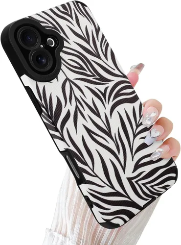 Miniatura 41 de Funda Wlxee para iPhone 15 Pro Max con patrón de ola, TPU suave con parachoques, cuero PU, diseño de cebra lindo para mujeres y niñas - Negro Gris