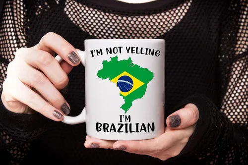 Miniatura 3 de Divertidas tazas de café del orgullo de Brasil, con texto en inglés "I Not Yelling I'm Brazilian Cup", idea de regalo para hombres y mujeres