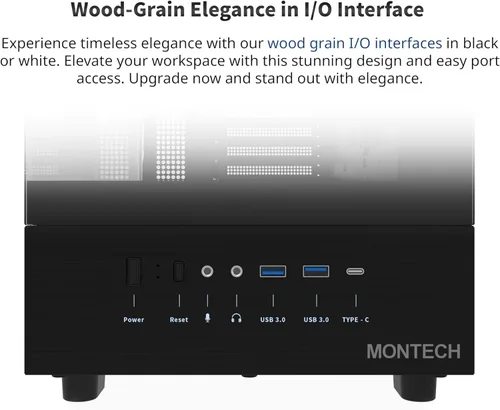 Miniatura 4 de MONTECH XR-B, chasis para PC de torre media ATX Gaming, ventiladores ARGB PWM de 3x120mm preinstalados, panel de vidrio templado de doble vista