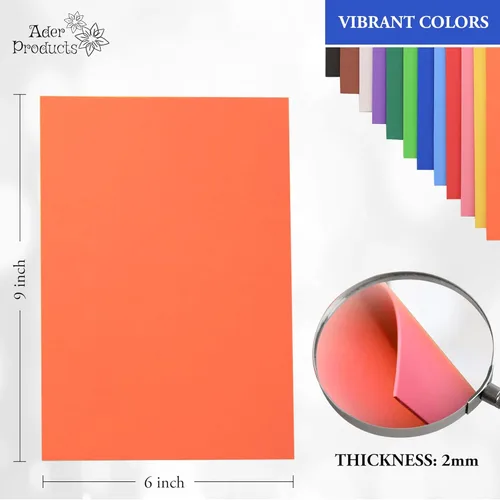 Miniatura 2 de Ader Products - Hojas de espuma Eva, 12 colores surtidos, 0.079 in de grosor, 6 x 9 pulgadas, papel de espuma artesanal para artes y manualidades