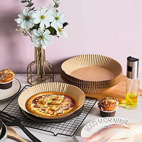 Miniatura 5 de 200 PCS Air Fryer Parchment Paper Liners Non-Stick Disposable Basket Unperforated Round for Baking Roasting Microwave (6.3 Inches, Natural) Natural