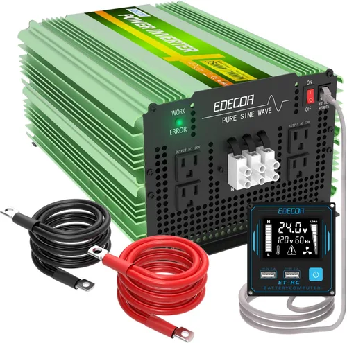 Miniatura 10 de EDECOA Inversor de onda sinusoidal pura de 3500 W CC 12 V a 120 V 110 V CA convertidor de corriente alterna para automóvil, caravana, autocaravana