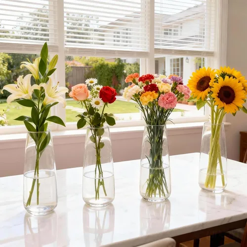 Miniatura 6 de Jarrón de vidrio transparente para decoración del hogar, decoración moderna del hogar para flores de tallo largo, centro de mesa para sala de estar