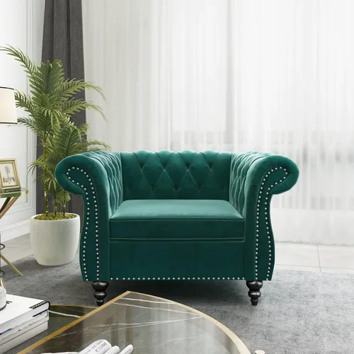 Miniatura 15 de ORRD - Sofá Chesterfield de Terciopelo, Sofá Moderno de Terciopelo con 3 Asientos con Brazos Enrollados y Clavos para Sala de Estar, Dormitorio