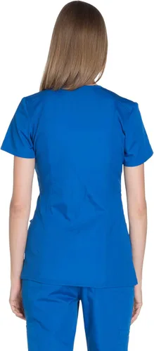 Miniatura 2 de Mujer Mock Wrap Top Workwear Originals con paneles traseros de punto acanalado WW650