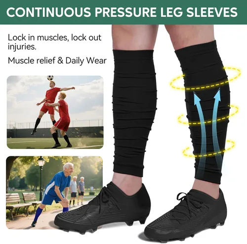 Miniatura 3 de Zando Mangas de compresión de piernas para hombres Calcetines de fútbol precortados con agarre de espinilleras de fútbol para recuperación muscular