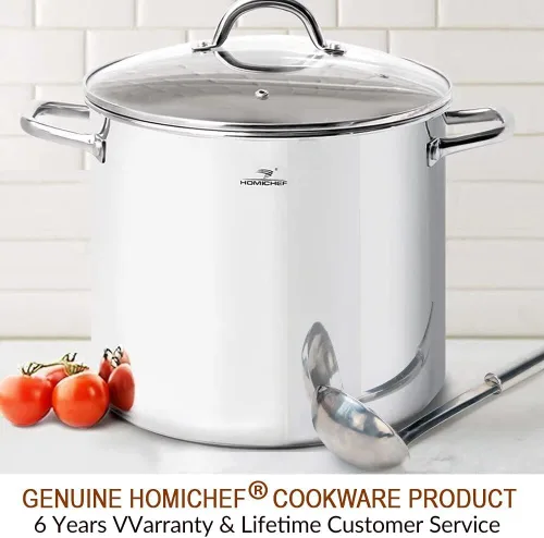 Miniatura 7 de HOMICHEF - Olla grande de grado comercial de 20 cuartos con tapa - Utensilio de cocina de acero inoxidable sin níquel - Olla de sopa de inducción