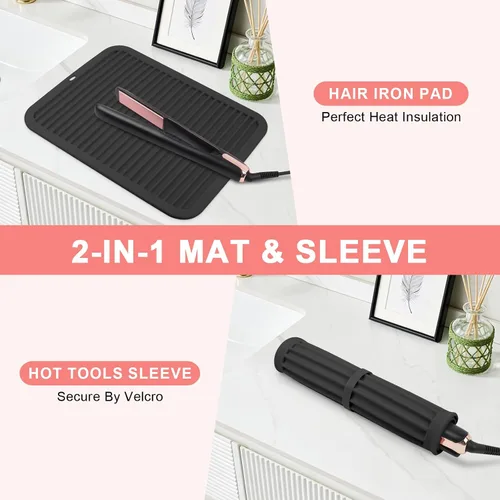 Miniatura 5 de Alfombrilla de silicona resistente al calor, alfombrilla profesional para herramientas de cabello para rizadores, planchas, alisadores de pelo