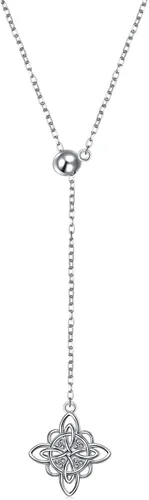 Miniatura 48 de FLYOW Collar con colgante de nudo celta de plata de ley 925 de buena suerte irlandés para mujer, regalo de cumpleaños y graduación