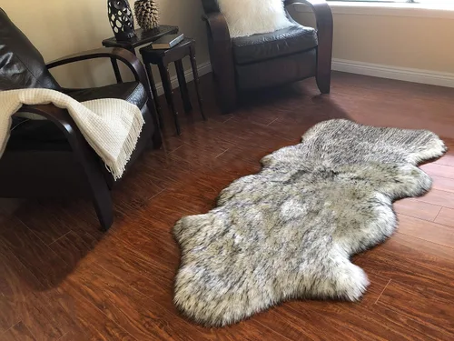 Miniatura 68 de LAMBZY Alfombra sintética de piel de oveja auténtica, con textura inferior gruesa, fuerte, fácil de lavar, resistente a las manchas, perfecta