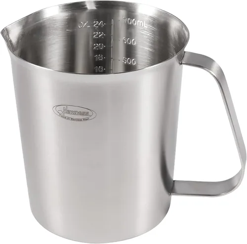 Miniatura 9 de Newness Juego de 2 tazas medidoras de acero inoxidable (3 marcas, incluye escala de taza/ml/onza) (2 y 3 tazas) taza medidora de metal con asa