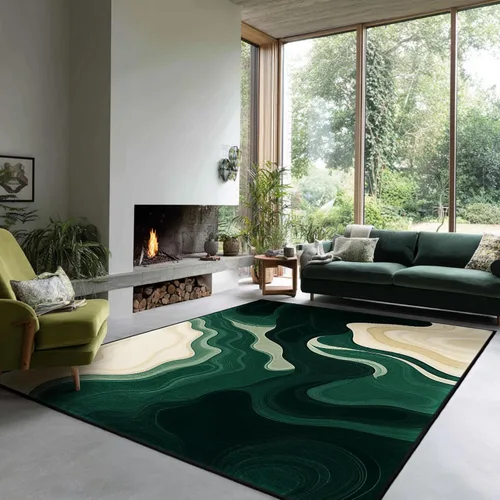 Miniatura 12 de Alfombra de entrada lavable verde de 2 x 3 pies, alfombra decorativa de mármol abstracto, alfombra pequeña antideslizante para puerta de entrada