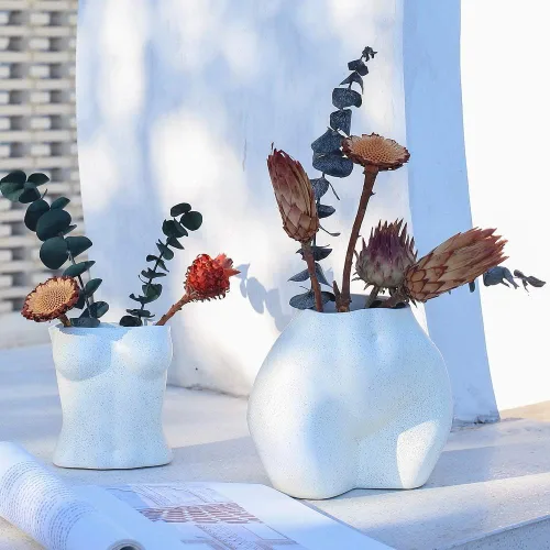 Miniatura 3 de FROZZUR - Maceta con forma de cuerpo femenino, jarrón con trasero, maceta de flores femenina, maceta moderna de resina estilo bohemio, color blanco