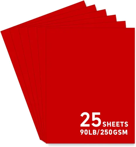 25 hojas de papel de cartulina roja, cartulina de 8.5 x 11 pulgadas para Cricut, papel de construcción grueso para hacer tarjetas, álbumes de Rojo