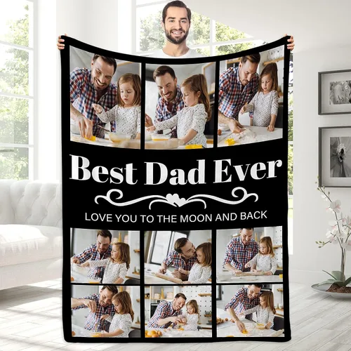 Miniatura 12 de Magimagine - Manta personalizada para papá con foto, mantas personalizadas con foto para papá de parte de su hija o hijo, regalos de cumpleaños
