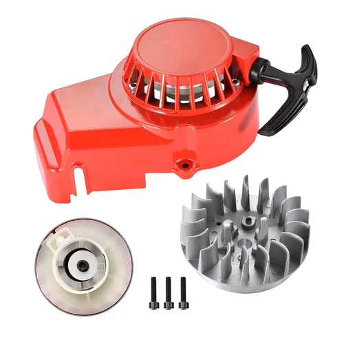 Miniatura 9 de GOOFIT Arrancador de retroceso de aluminio con volante y tornillos para 2 tiempos 47cc 49cc Pocket Bike Mini Bike Dirt Bike Scooter ATV Quad