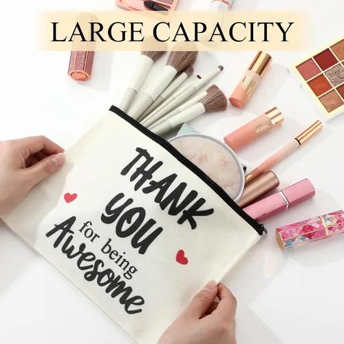 Miniatura 4 de Coume 12 Piezas Bolsa de Maquillaje de Agradecimiento para Mujeres, Regalo Inspirador de Apreciación para Compañera de Trabajo, Profesora