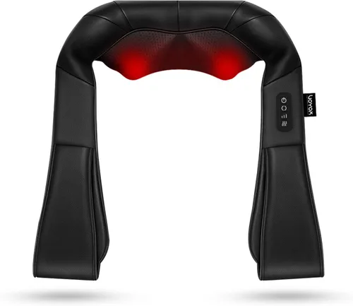 Shiatsu Masajeador de cuello y espalda, masaje eléctrico de tejido profundo 4D para hombros, espalda baja, piernas y cuerpo, alivio del dolor Negro