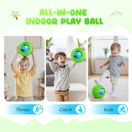 Miniatura 3 de Balón de fútbol interior para niños pequeños, juguetes de peluche suaves de 7.8 pulgadas, pelota de juego inflable con bomba para bebés y niños