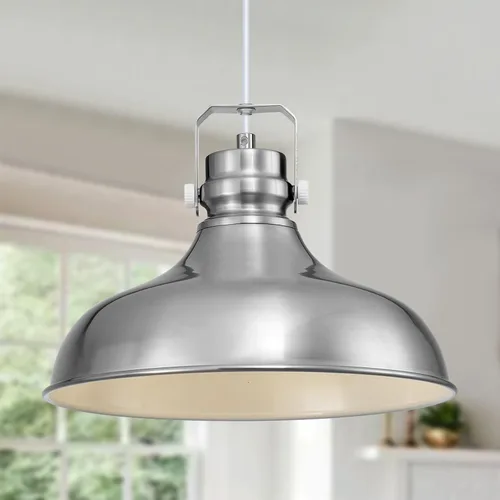 Miniatura 9 de Luces Colgantes de Granja de Níquel Cepillado Iluminación Colgante Mate para Isla de Cocina Industrial Altura Ajustable Vintage Luminarias Colgantes