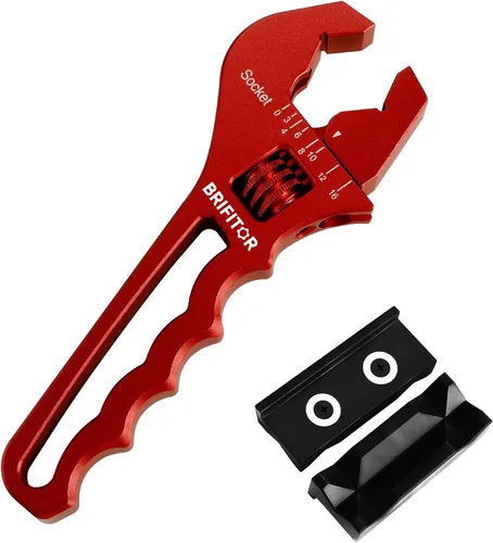 Llave de accesorios AN ajustable para extremo de accesorios de manguera 3AN-16AN, llave de aluminio rojo de alta visibilidad con mordazas de