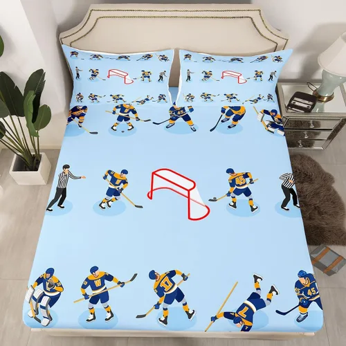 Sábana bajera ajustable de bolsillo profundo para niñas y niños, juego de ropa de cama de hockey de disco decorativo para habitación, juego de