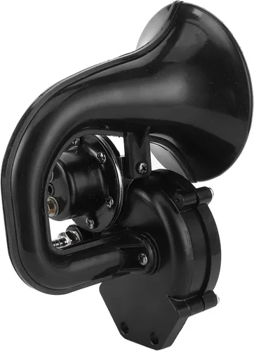 Miniatura 8 de Bocina de aire, bocina de caracol de 12 V/24 V, bocina de caracol universal, cuerno de caracol negro, 12/24 V, 120 dB, trompeta de aire