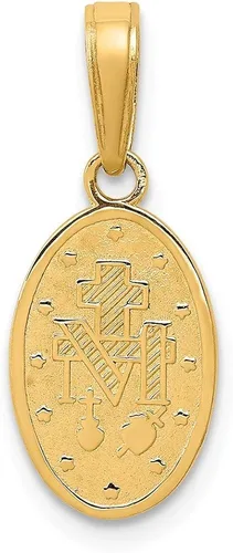 Miniatura 4 de Colgante de oro amarillo macizo de 14 quilates con medalla milagrosa María, 0.787in x 0.315in