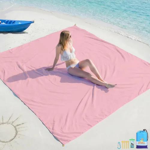 Miniatura 13 de BYDOLL Manta de playa impermeable a prueba de arena, grande sin arena, 78 x 81 pulgadas, 10 x 9 pies, manta ligera de gran tamaño sin arena, manta
