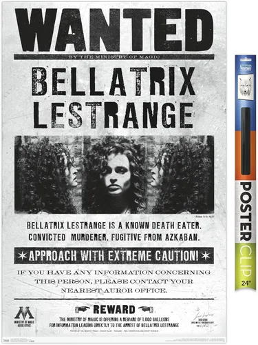 Miniatura 13 de Trends International El mundo mágico: Harry Potter - Póster de Bellatrix Wanted, 14.725" x 22.375", versión con marco de madera tipo granero