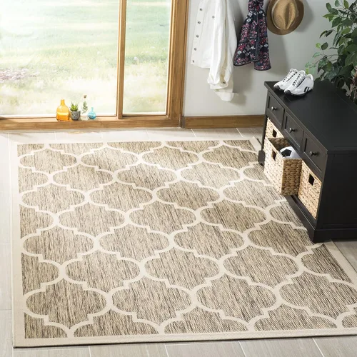 Miniatura 20 de SAFAVIEH Courtyard Collection - Alfombra decorativa de 2 x 3 pies 7 pulgadas, verde oscuro y beige, no desprende pelusa y de fácil cuidado