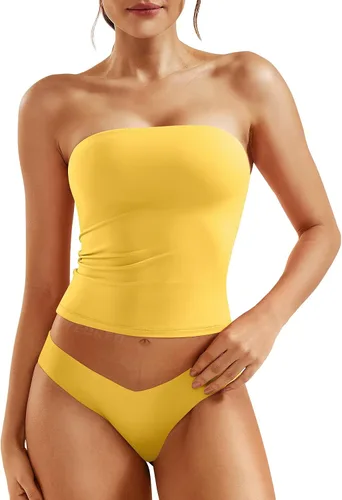 Miniatura 20 de YEOREO Sophie - Camiseta de tubo larga sexy para mujer, con doble forro, básica, Y2K, para verano, sin tirantes, ajustada, para salir