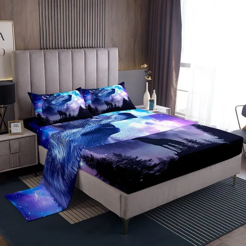 Miniatura 27 de Erosebridal Juego de sábanas 3D de mundo submarino con diseño de peces de playa, azul mar, tamaño individual, sábana bajera ajustable con diseño